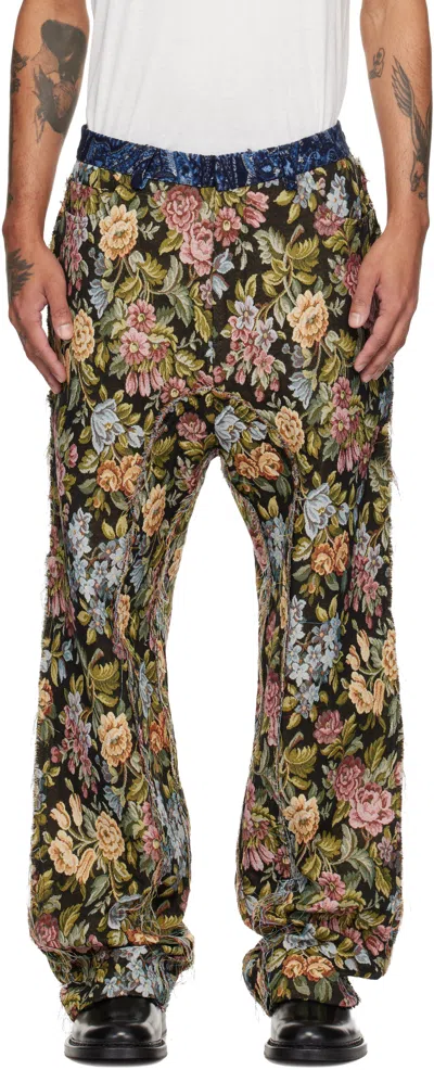 Edward Cuming Multicolor Wallpaper Raw-edge Soft Trousers In Multi