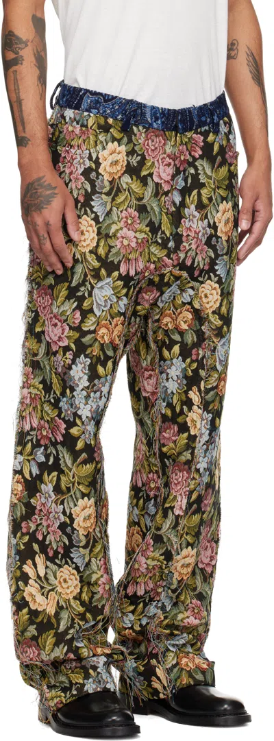 Edward Cuming Multicolor Wallpaper Raw-edge Soft Trousers In Multi