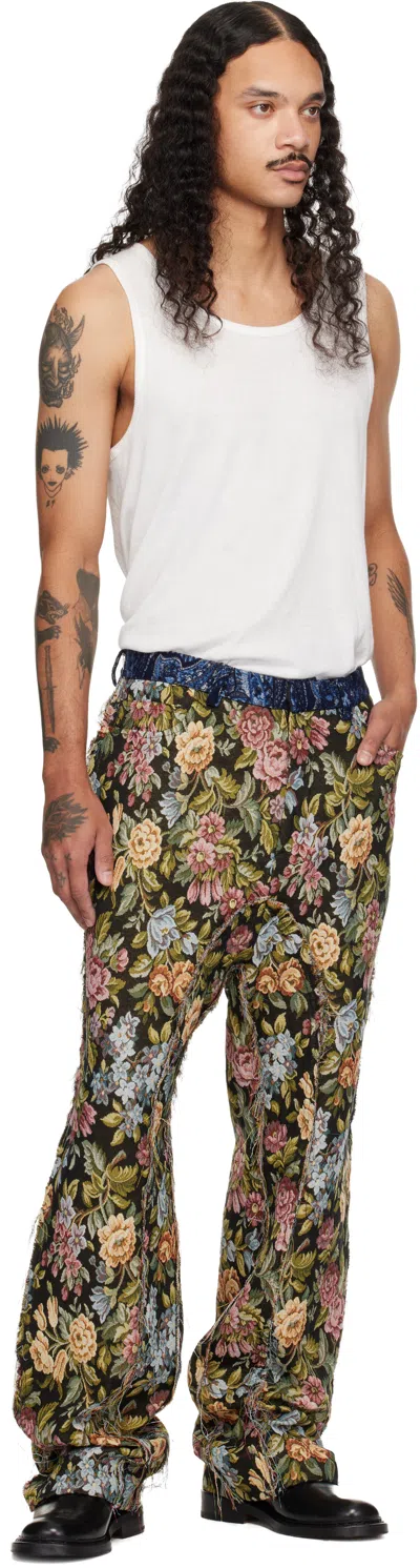 Edward Cuming Multicolor Wallpaper Raw-edge Soft Trousers In Multi