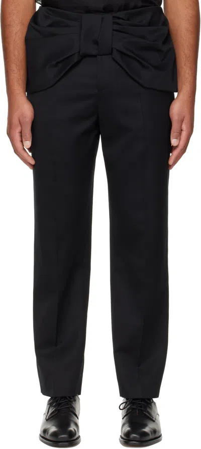 Simone Rocha Bow-tie Belt Straight Leg Casual Pants In Black