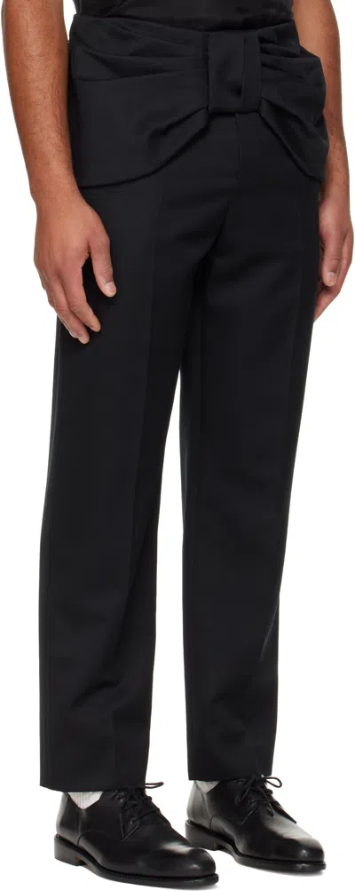 Simone Rocha Bow-tie Belt Straight Leg Casual Pants In Black