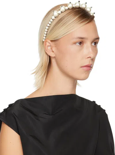 Simone Rocha Silver Pearl & Crystal Tiara Headband In Gold
