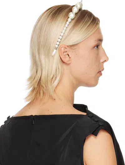 Simone Rocha Silver Pearl & Crystal Tiara Headband In Gold