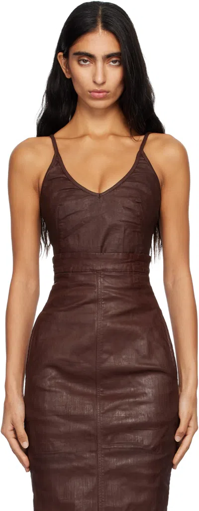 Rick Owens Drkshdw Burgundy Concordians Foil Denim Camisole