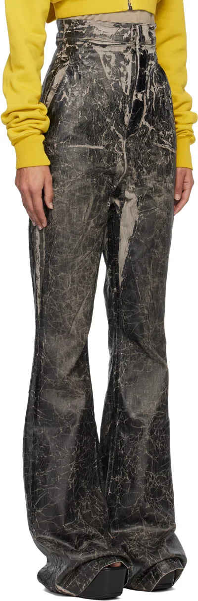 Rick Owens Drkshdw Crackle-effect Flared Trousers In Black