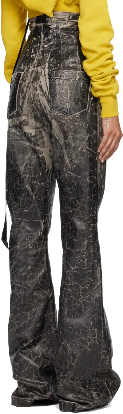 Rick Owens Drkshdw Crackle-effect Flared Trousers In Black
