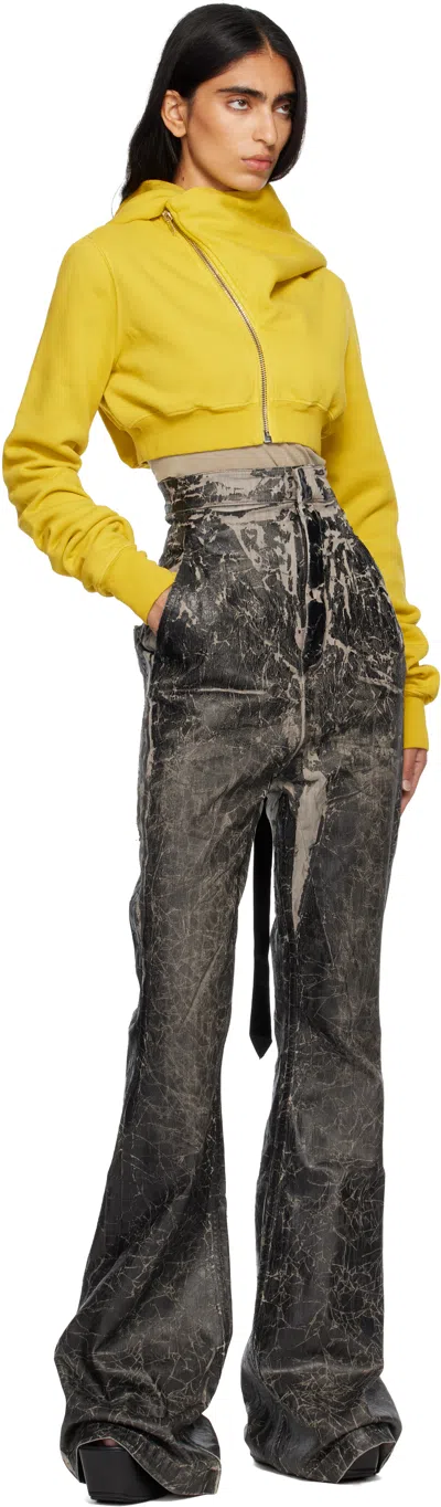 Rick Owens Drkshdw Crackle-effect Flared Trousers In Black