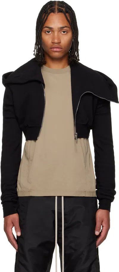 Rick Owens Drkshdw Black Concordians Micro Mountain Hoodie In Black