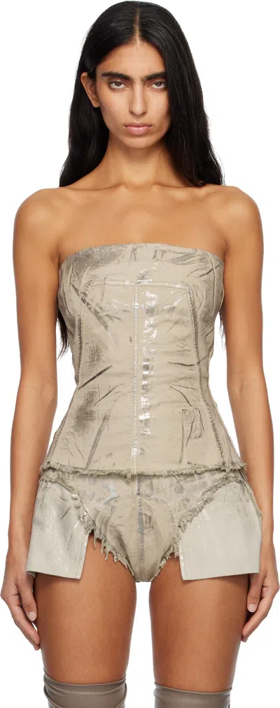 Rick Owens Drkshdw Gray Concordians Bustier Denim Top In Neutral