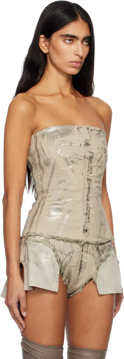 Rick Owens Drkshdw Gray Concordians Bustier Denim Top In Neutral
