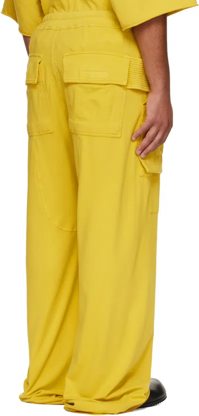 Rick Owens Drkshdw Yellow Concordians Wide Creatch Drawstring Cargo Pants In Yellow