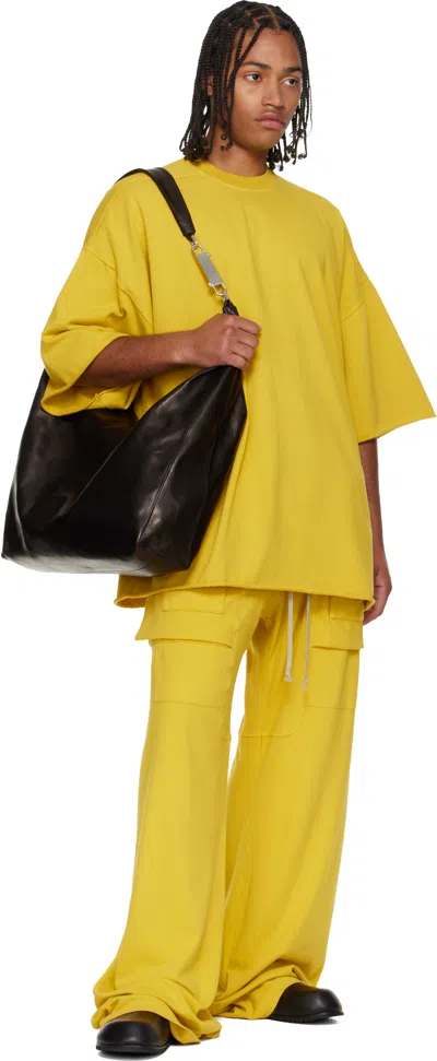 Rick Owens Drkshdw Yellow Concordians Wide Creatch Drawstring Cargo Pants In Yellow