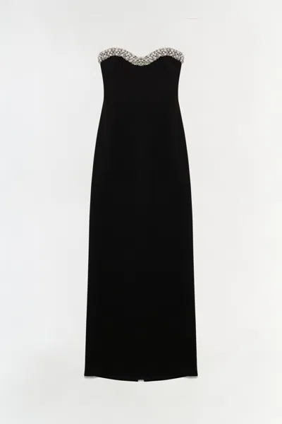 Simkhai Riona Strapless Crystal-embellished Bustier Gown In Black