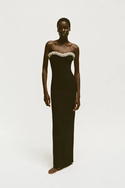 Simkhai Riona Strapless Crystal-embellished Bustier Gown In Black