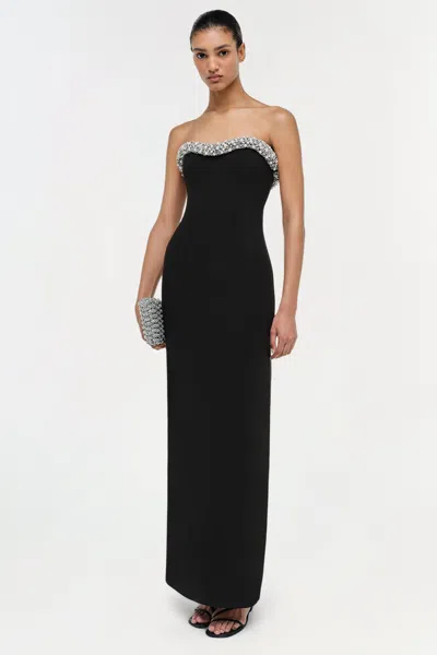 Simkhai Riona Strapless Crystal-embellished Bustier Gown In Black