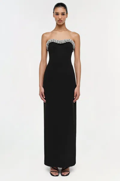 Simkhai Riona Strapless Crystal-embellished Bustier Gown In Black