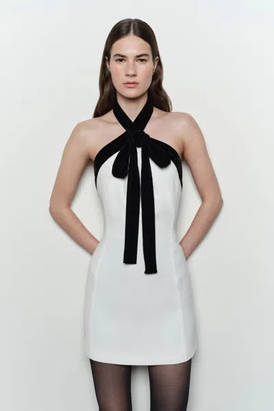 Simkhai Jolie Velvet-trimmed Crepe Minidress In Multi