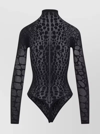 Wolford Geometric Sheer Long Sleeve Top In Black