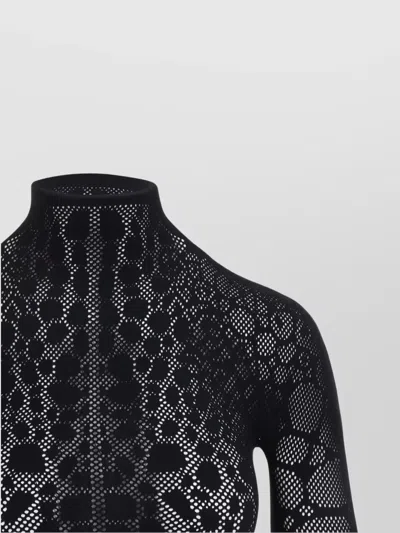 Wolford Geometric Sheer Long Sleeve Top In Black