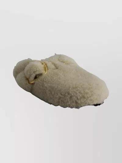 Birkenstock Shearling Slippers Adjustable Buckle In White