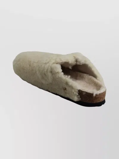 Birkenstock Shearling Slippers Adjustable Buckle In White