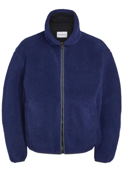 Givenchy Logo-appliquéd Fleece Jacket In Blue
