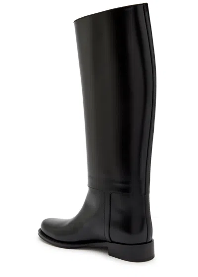 Saint Laurent Julia Buckle-embellished Leather Knee Boots In Black