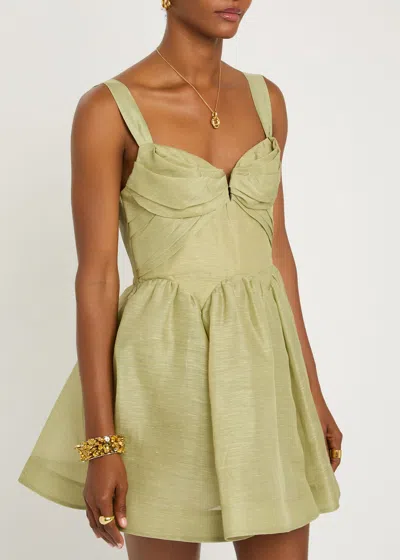 Zimmermann Rebellion Linen And Silk Organza Minidress In Animal Print