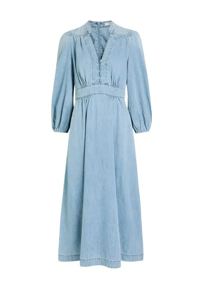 Zimmermann Denim Midi Dress In Blue