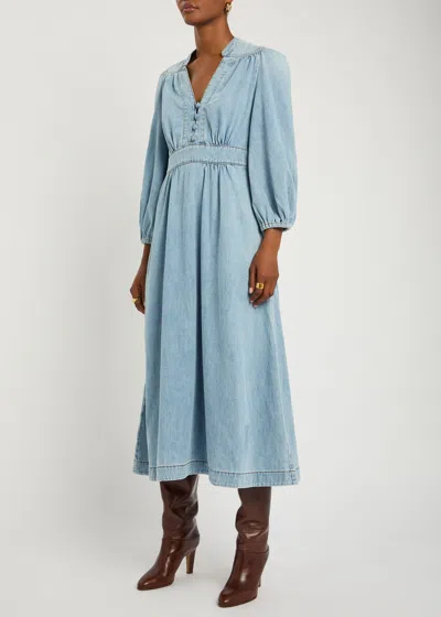 Zimmermann Denim Midi Dress In Blue