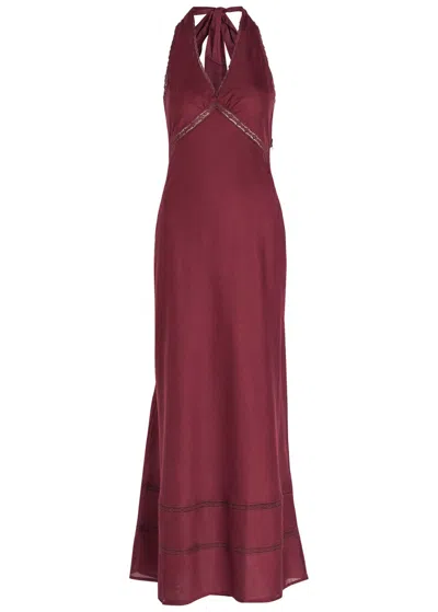 Faithfull The Brand Jasmine Halterneck Cotton Maxi Dress In Multi