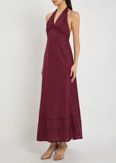 Faithfull The Brand Jasmine Halterneck Cotton Maxi Dress In Multi