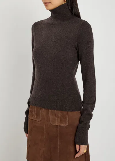 Reformation Jett Turtle-neck Cashmere Top In Brown