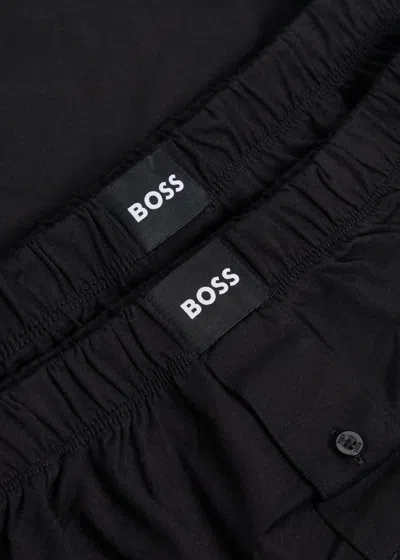Hugo Boss Boss Stretch-cotton Boxer Shorts In Black