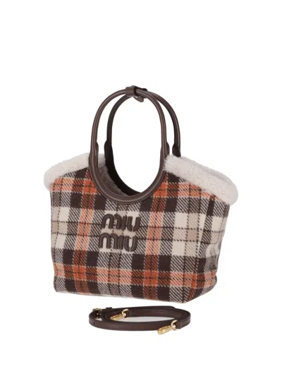 Miu Miu Embroidered Fabric Ivy Handbag In Multi