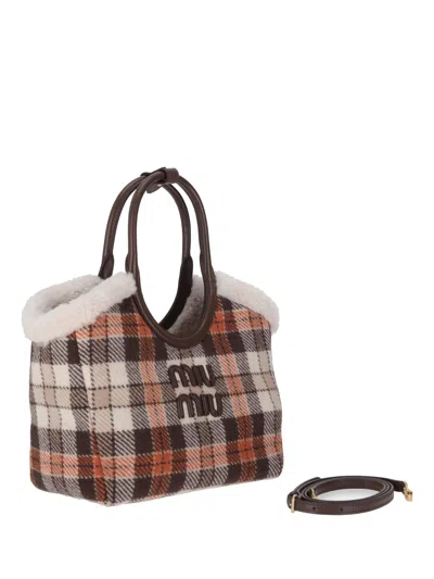 Miu Miu Embroidered Fabric Ivy Handbag In Multi