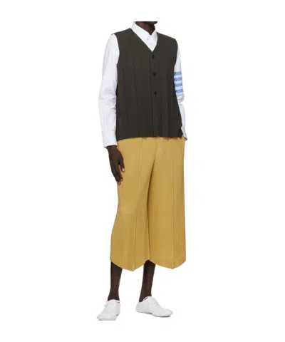 Issey Miyake Mc June Pleated Trousers In Yellow