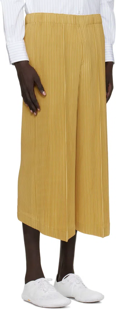 Issey Miyake Mc June Pleated Trousers In Yellow