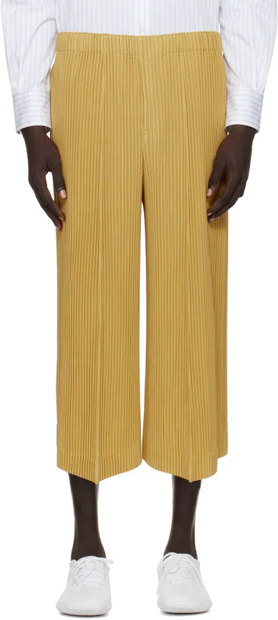 Issey Miyake Mc June Pleated Trousers In Yellow