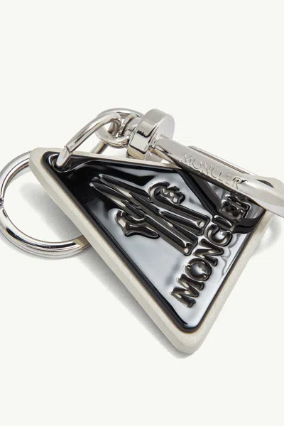 Moncler Triangle Shaped Keyring Attachment In Black