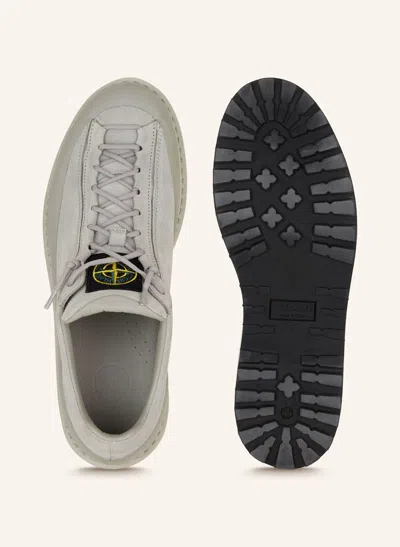 Stone Island Leather Sneakers In Gray
