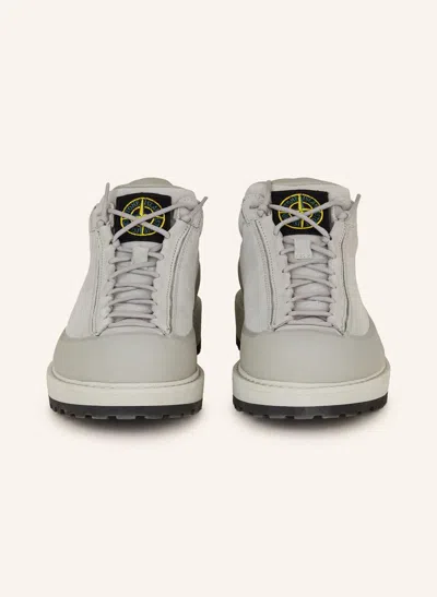 Stone Island Leather Sneakers In Gray