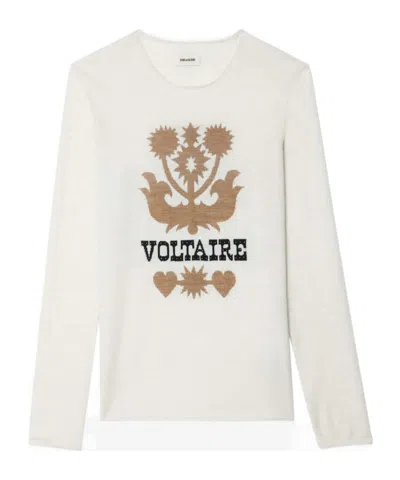 Zadig & Voltaire Womens Ecru Teissa Brand-intarsia Merino-wool Jumper In White