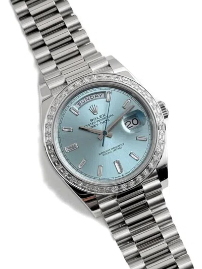 Pre-owned Rolex 2017 Day-date Diamond-bezel 40mm In Blue