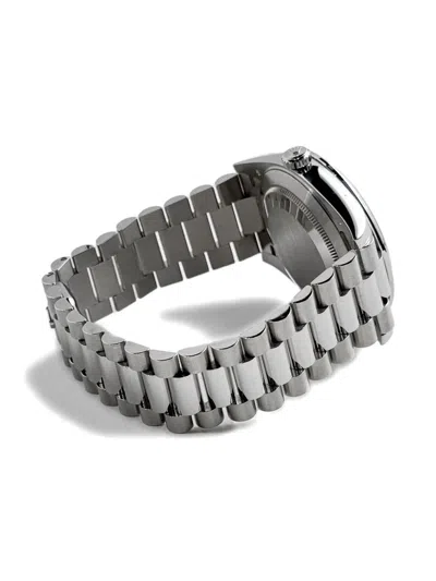 Pre-owned Rolex 2017 Day-date Diamond-bezel 40mm In Blue