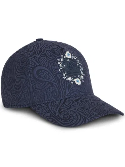 Etro Paisley-embroidered Baseball Cap In Blue