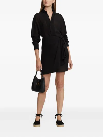 Ralph Lauren Tie Detail Skirt In Black