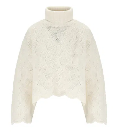 Twinset White Turtleneck Sweater In White