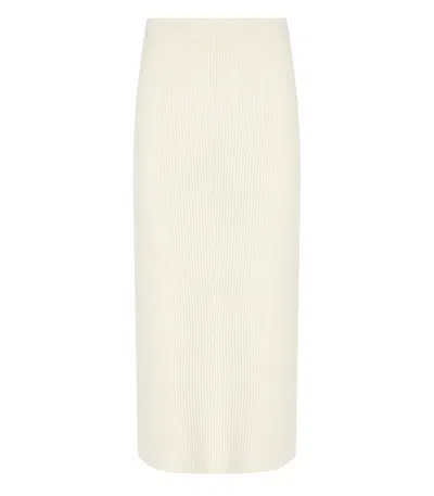 Ferrarisboutique Twinset White Knitted Midi Skirt In Neutral