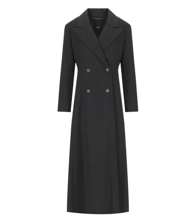 Add Black Double-breasted Coat In Black